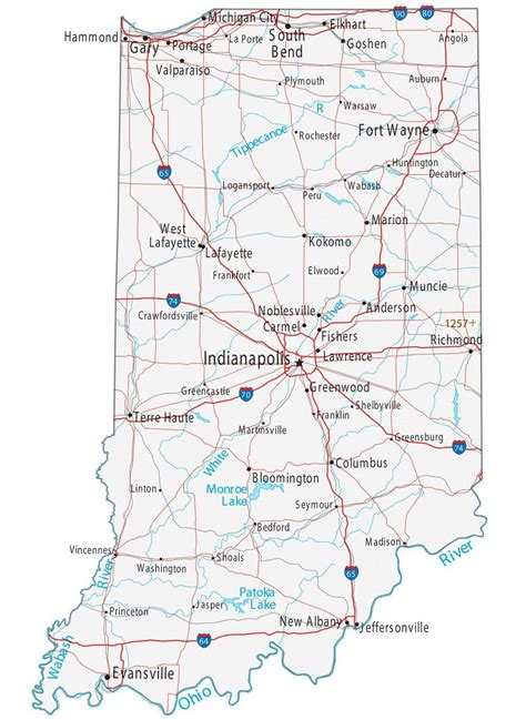 MAP Map of Indiana with Cities